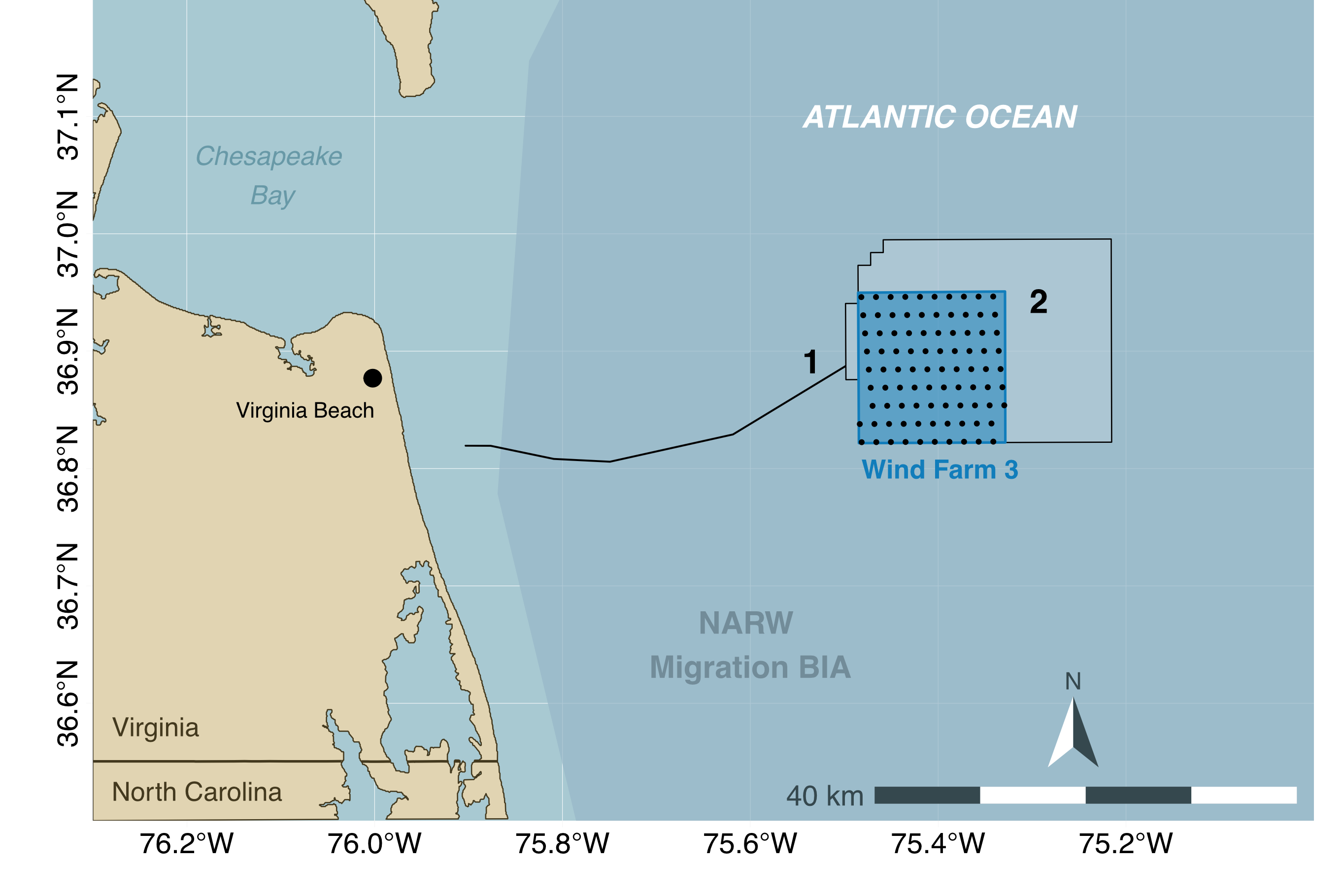 Figure 2.3. Location of the wind farm in Virginia (VA).