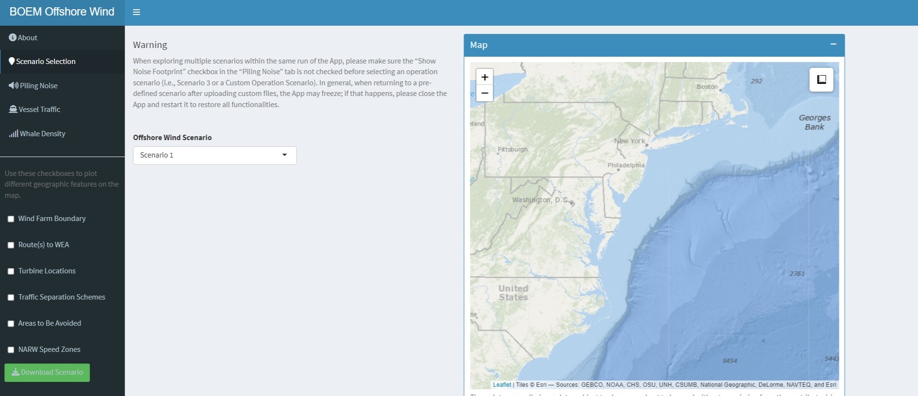 Figure 2.6. Scenario set up tab.